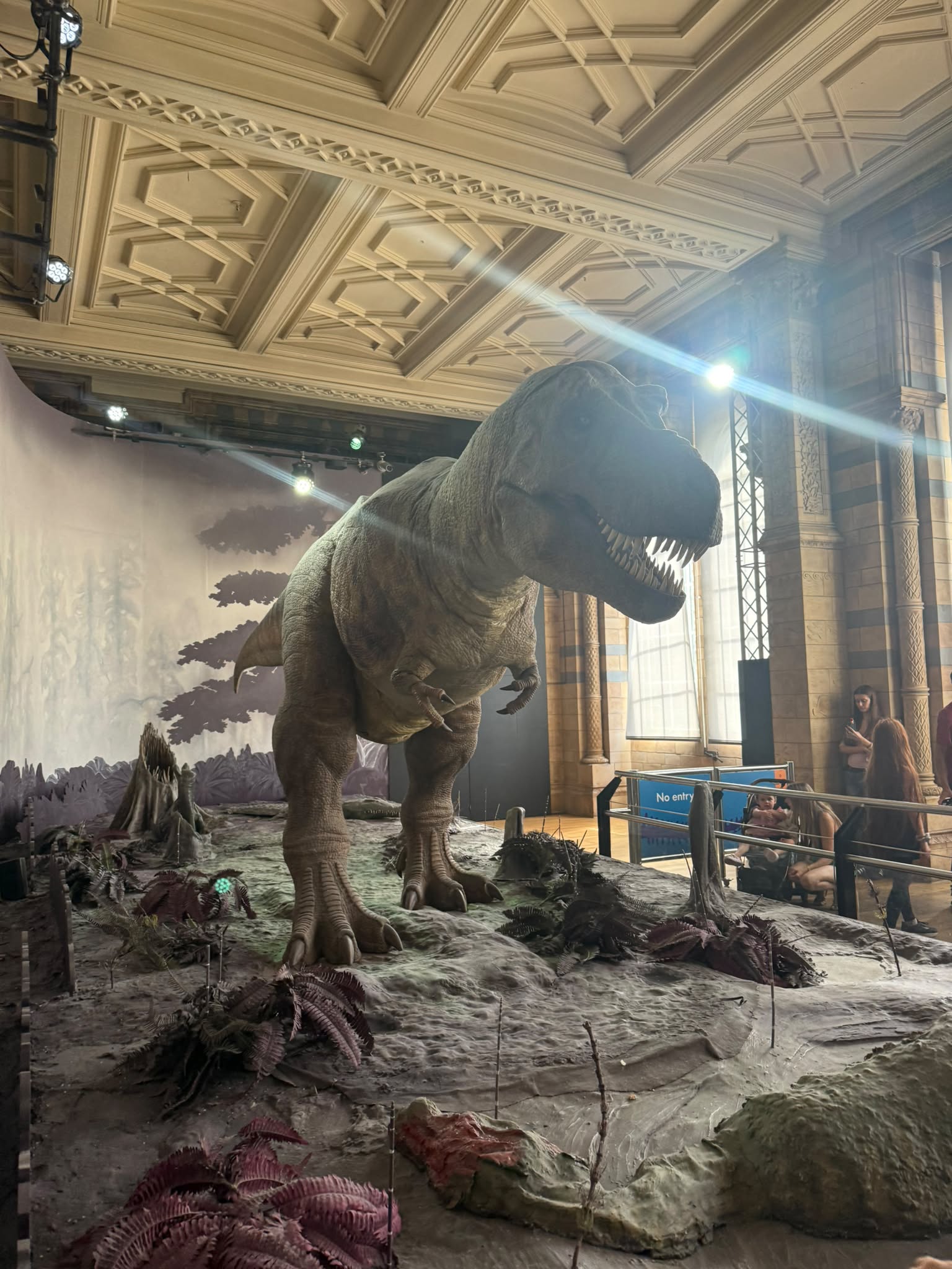 Tyrannosaurus rex installation inside the Natural History Museum in London